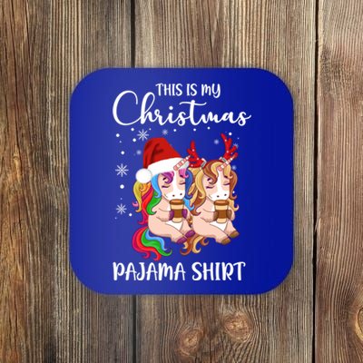 This Is My Christmas Pajama Cute Gift Funny Unicorn Xmas Gift Coaster