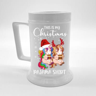 This Is My Christmas Pajama Cute Gift Funny Unicorn Xmas Gift Beer Stein