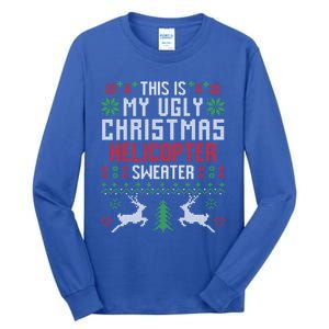 This Is My Ugly Christmas Helicopter Sweater Pilot Gift Tall Long Sleeve T-Shirt