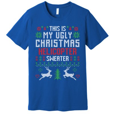 This Is My Ugly Christmas Helicopter Sweater Pilot Gift Premium T-Shirt