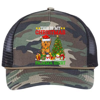 This Is My Christmas Pajamas Yorkshire Terrier Dog Christmas Cool Gift Retro Rope Trucker Hat Cap