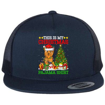 This Is My Christmas Pajamas Yorkshire Terrier Dog Christmas Cool Gift Flat Bill Trucker Hat