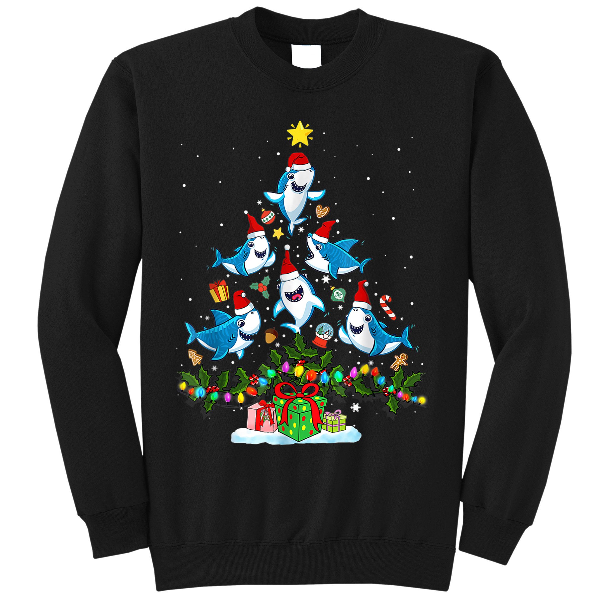This Is My Christmas Pajama Shirt Funny Christmas Shark Tree Sweatshirt