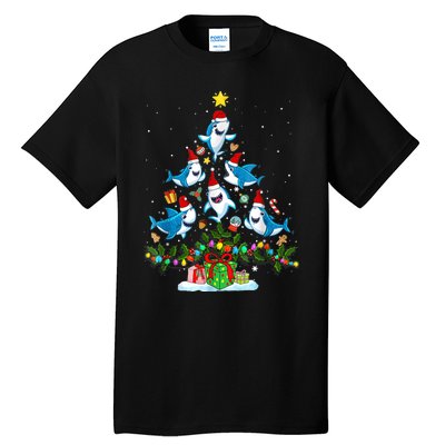 This Is My Christmas Pajama Shirt Funny Christmas Shark Tree Tall T-Shirt