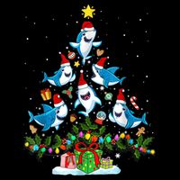 This Is My Christmas Pajama Shirt Funny Christmas Shark Tree Tall T-Shirt