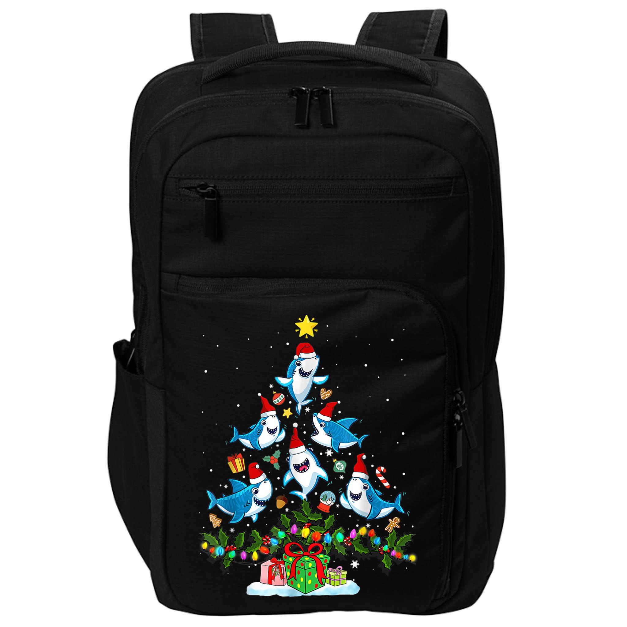 This Is My Christmas Pajama Shirt Funny Christmas Shark Tree Impact Tech Backpack