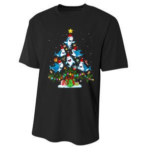 This Is My Christmas Pajama Shirt Funny Christmas Shark Tree Performance Sprint T-Shirt