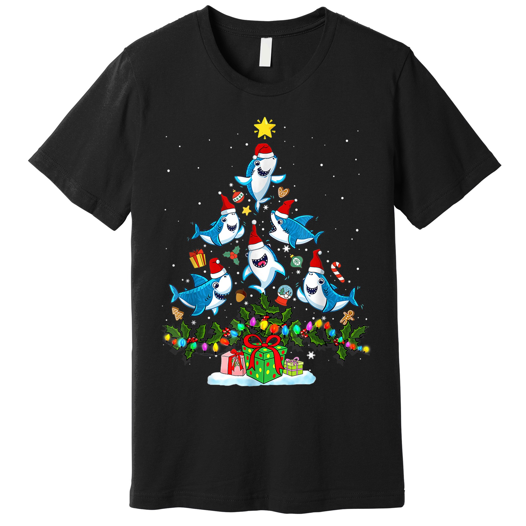 This Is My Christmas Pajama Shirt Funny Christmas Shark Tree Premium T-Shirt