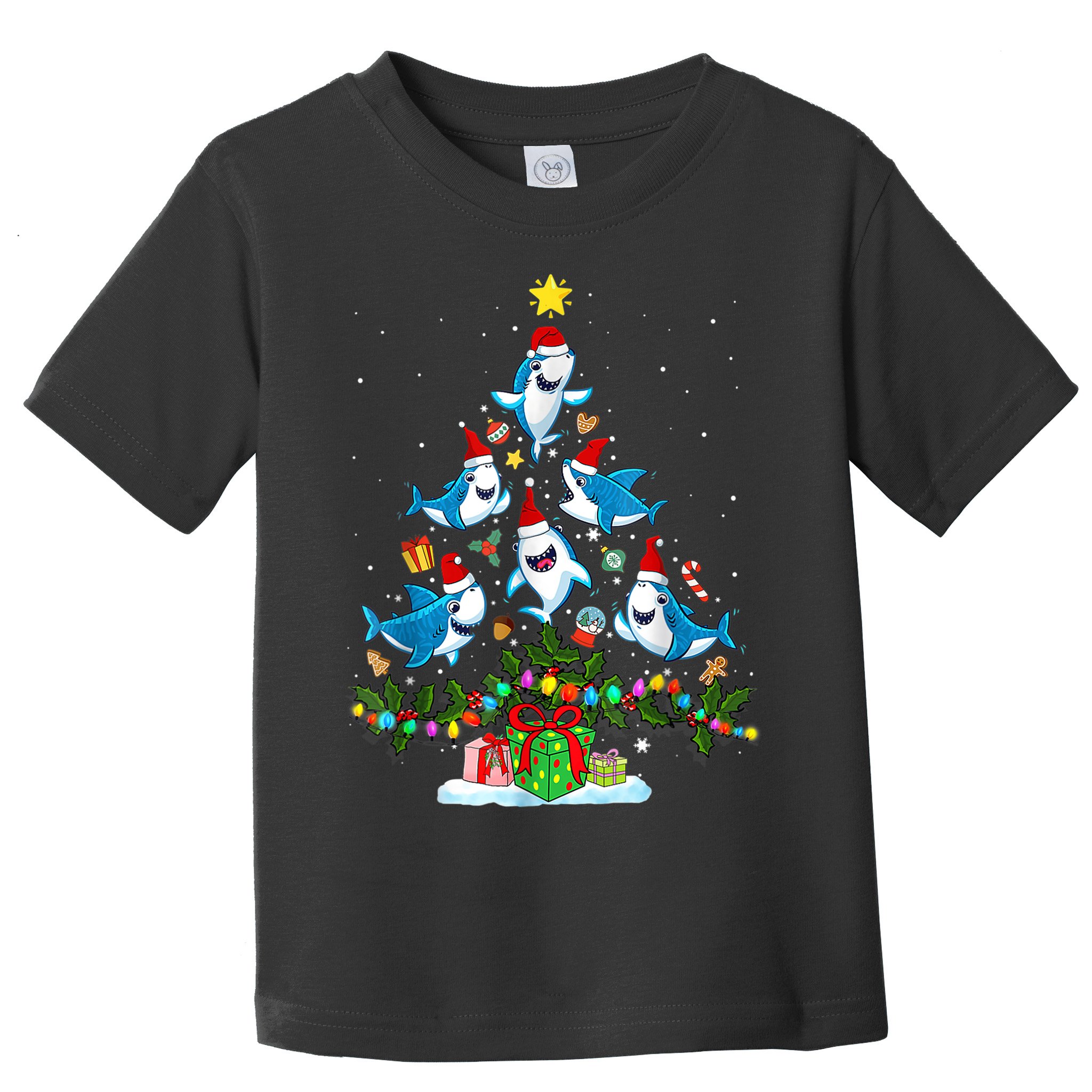 This Is My Christmas Pajama Shirt Funny Christmas Shark Tree Toddler T-Shirt