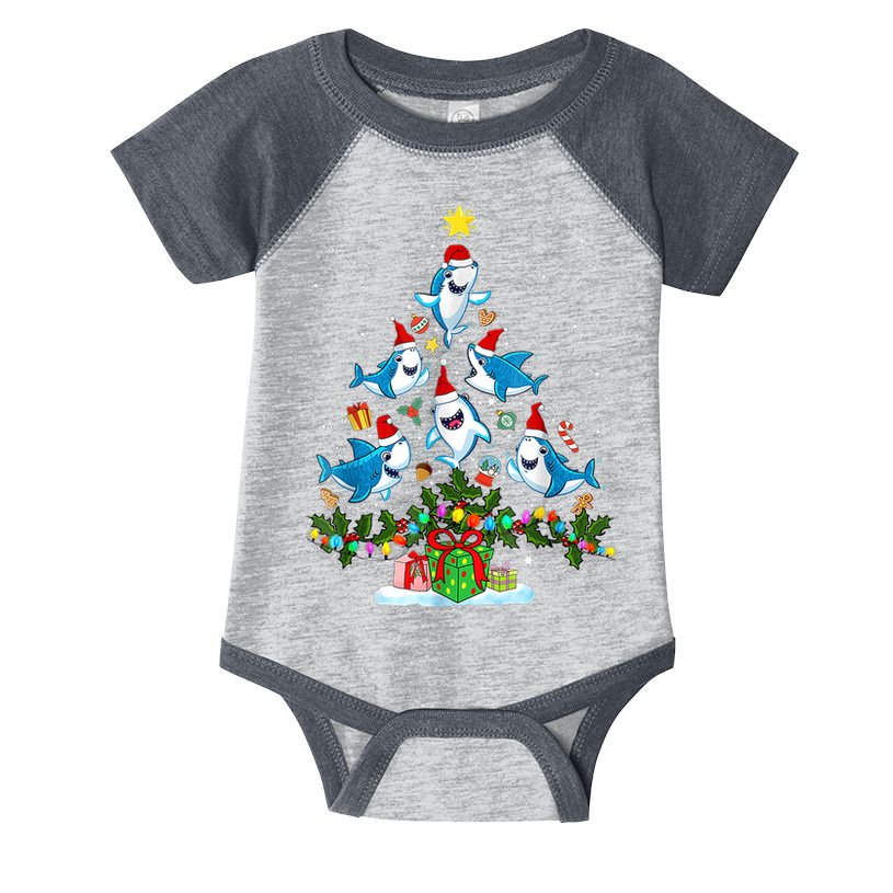 This Is My Christmas Pajama Shirt Funny Christmas Shark Tree Infant Baby Jersey Bodysuit