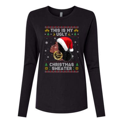 This Is My Ugly Sweater Funny Christmas Black Queen Santa Gift Womens Cotton Relaxed Long Sleeve T-Shirt