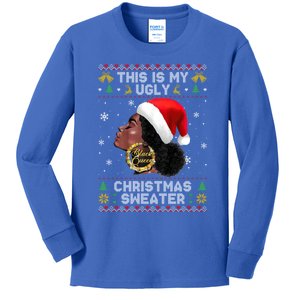 This Is My Ugly Sweater Funny Christmas Black Queen Santa Gift Kids Long Sleeve Shirt