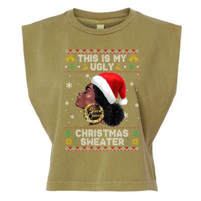 This Is My Ugly Sweater Funny Christmas Black Queen Santa Gift Garment-Dyed Women's Muscle Tee