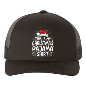 This Is My Christmas Pajama Lights Red Santa Hat Xmas Family Yupoong Adult 5-Panel Trucker Hat