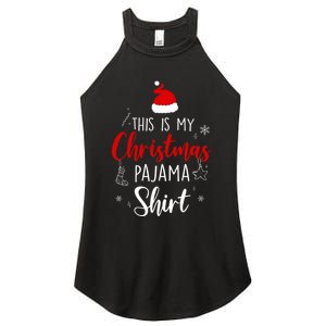 This Is My Christmas Pajama Lights Red Santa Hat Xmas Family Women's Perfect Tri Rocker Tank