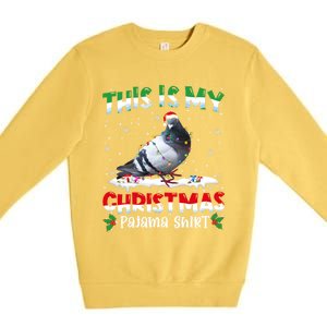 This Is My Christmas Pajama Funny Gift Cute Pigeon Animals Gift Premium Crewneck Sweatshirt