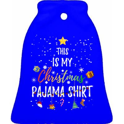 This Is My Christmas Pajama Gift Funny Xmas Light Tree Gift Ceramic Bell Ornament