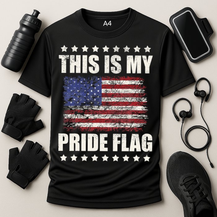 This Is My Pride Flag USA American 4th of July Patriotic Cooling Performance Crew T-Shirt