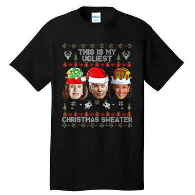 This Is My Ugliest Christmas AntiBiden Sweater Funny Xmas Tall T-Shirt