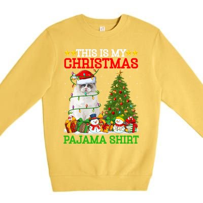 This Is My Christmas Tree Pajamas Ragdoll Cat Christmas Gift Premium Crewneck Sweatshirt