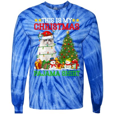 This Is My Christmas Tree Pajamas Ragdoll Cat Christmas Gift Tie-Dye Long Sleeve Shirt