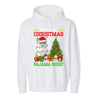 This Is My Christmas Tree Pajamas Ragdoll Cat Christmas Gift Garment-Dyed Fleece Hoodie