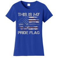 This Is My Pride Flag Usa Patriots Gun American Flag Meaningful Gift Women's T-Shirt