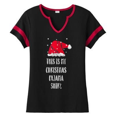 This Is My Christmas Pajama Shirts Funny Christmas Gift Ladies Halftime Notch Neck Tee