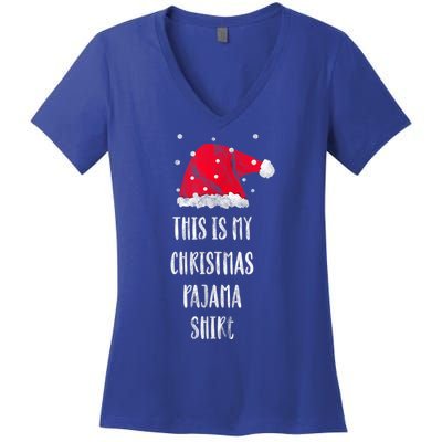 This Is My Christmas Pajama Shirts Funny Christmas Gift Women's V-Neck T-Shirt