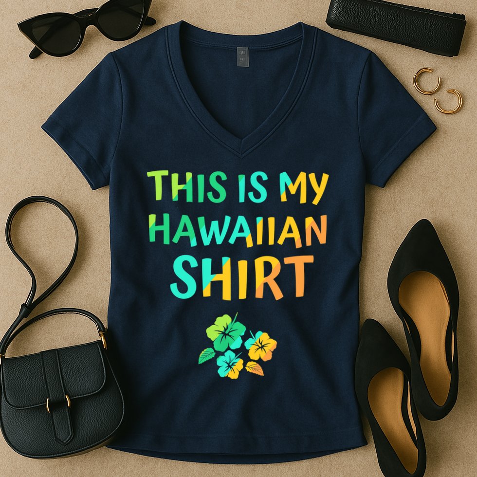 This Is My Hawaiian Tropical Luau Costume Party Hawaii Women's V-Neck T-Shirt