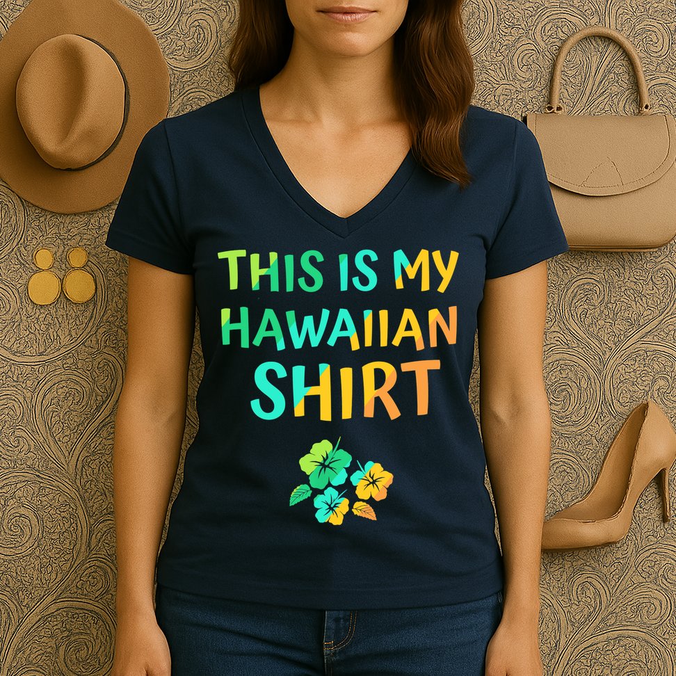 This Is My Hawaiian Tropical Luau Costume Party Hawaii Women's V-Neck T-Shirt