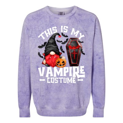 This Is My Vampire Costume Gift Funny Halloween Gnome Gift Colorblast Crewneck Sweatshirt