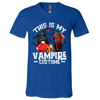 This Is My Vampire Costume Gift Funny Halloween Gnome Gift V-Neck T-Shirt