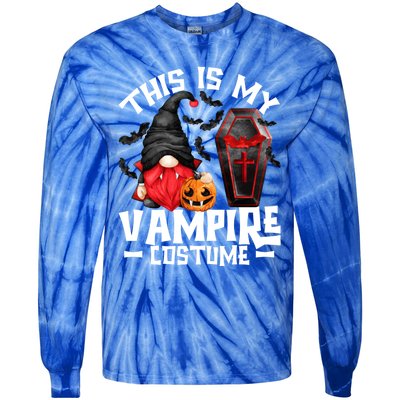 This Is My Vampire Costume Gift Funny Halloween Gnome Gift Tie-Dye Long Sleeve Shirt