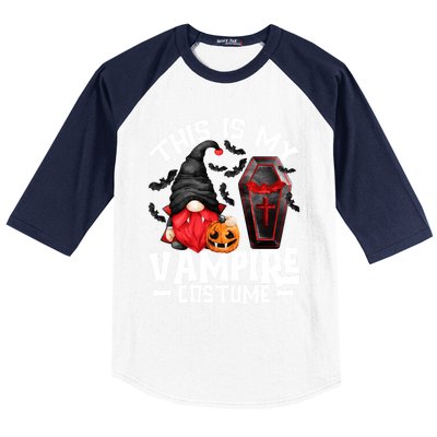 This Is My Vampire Costume Gift Funny Halloween Gnome Gift Baseball Sleeve Shirt