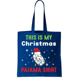 This Is My Christmas Pajama Funny Hockey Puck Xmas Cute Gift Tote Bag