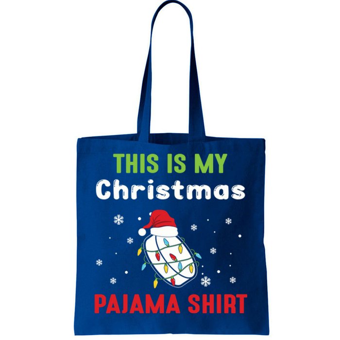 This Is My Christmas Pajama Funny Hockey Puck Xmas Cute Gift Tote Bag