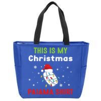 This Is My Christmas Pajama Funny Hockey Puck Xmas Cute Gift Zip Tote Bag