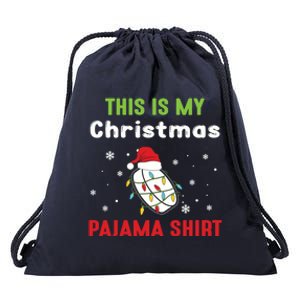 This Is My Christmas Pajama Funny Hockey Puck Xmas Cute Gift Drawstring Bag