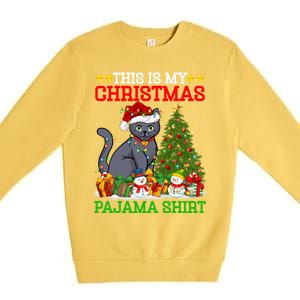 This Is My Christmas Tree Pajamas Russian Blue Cat Christmas Gift Premium Crewneck Sweatshirt