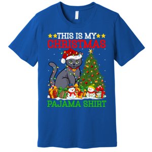 This Is My Christmas Tree Pajamas Russian Blue Cat Christmas Gift Premium T-Shirt