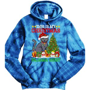 This Is My Christmas Tree Pajamas Russian Blue Cat Christmas Gift Tie Dye Hoodie