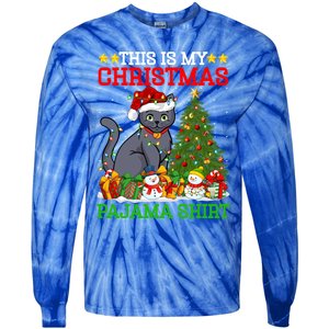 This Is My Christmas Tree Pajamas Russian Blue Cat Christmas Gift Tie-Dye Long Sleeve Shirt