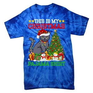 This Is My Christmas Tree Pajamas Russian Blue Cat Christmas Gift Tie-Dye T-Shirt