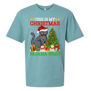 This Is My Christmas Tree Pajamas Russian Blue Cat Christmas Gift Sueded Cloud Jersey T-Shirt