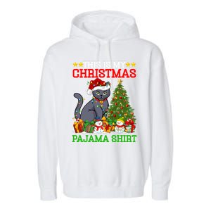 This Is My Christmas Tree Pajamas Russian Blue Cat Christmas Gift Garment-Dyed Fleece Hoodie