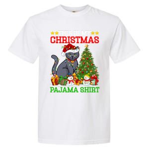 This Is My Christmas Tree Pajamas Russian Blue Cat Christmas Gift Garment-Dyed Heavyweight T-Shirt