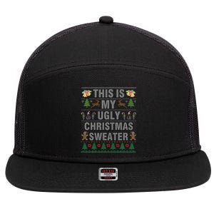 This Is My Ugly Sweater Christmas Family  7 Panel Mesh Trucker Snapback Hat