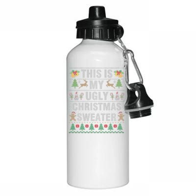 This Is My Ugly Sweater Christmas Family  Aluminum Water Bottle