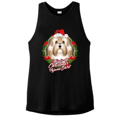 This Is My Christmas Pajama Gift I Funny Pjs Havanese Cute Gift Ladies PosiCharge Tri-Blend Wicking Tank